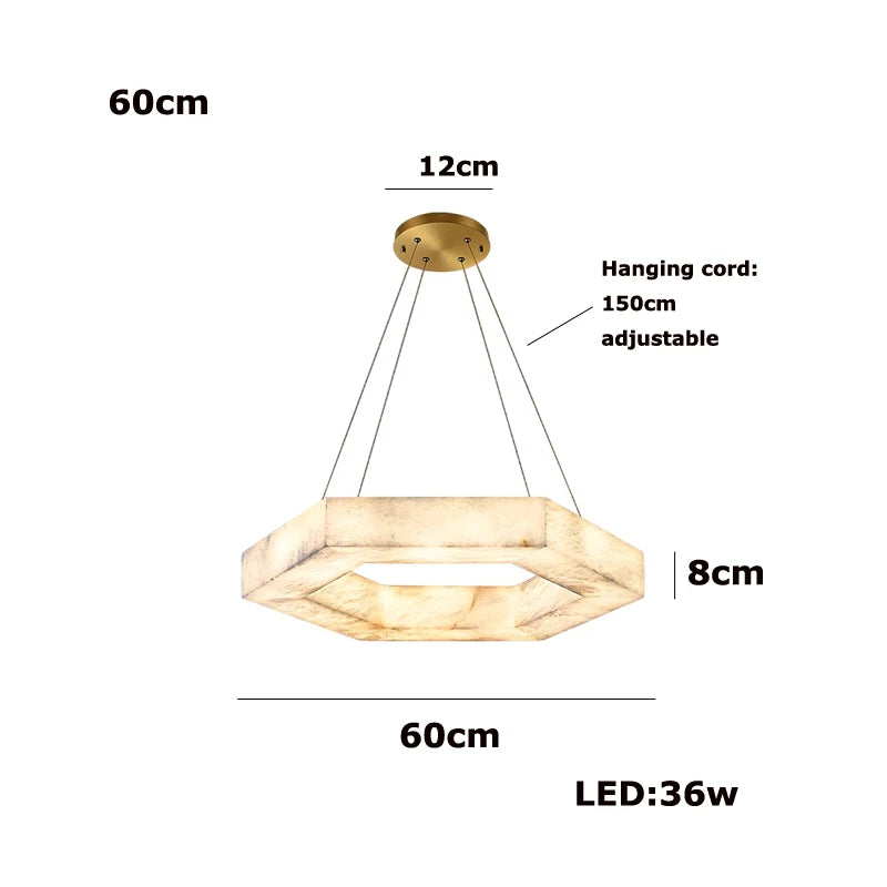 Amália | Alabaster 3-Ring Marble Chandelier