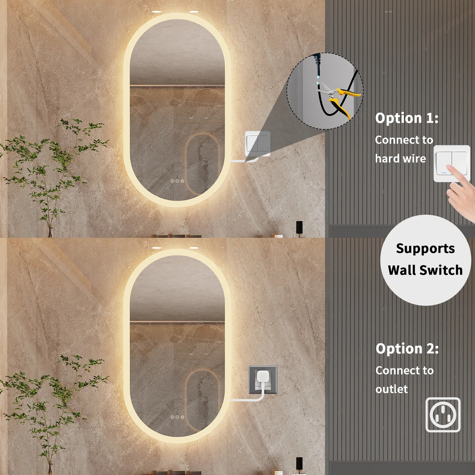 Liv | Frameless Backlit Oval LED Bathroom Mirror