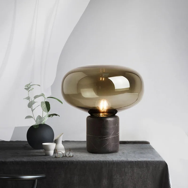 Nyx | Marble & Glass Mushroom Table Lamp