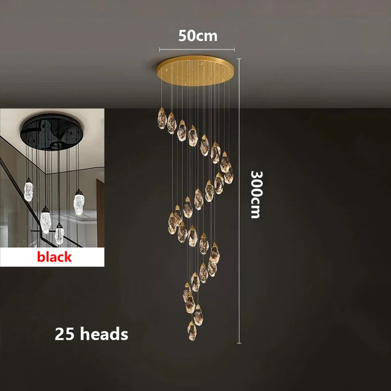 Modern home decoration crystal chandelier, stair Pendant lamp, living room Pendant lights, interior lighting