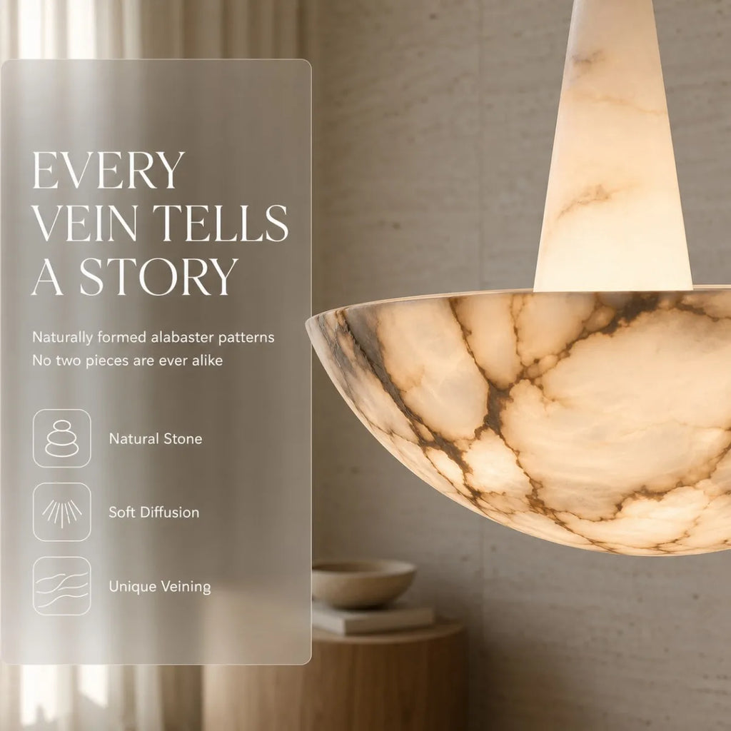 Elodie | Natural Alabaster Dome Pendant Light