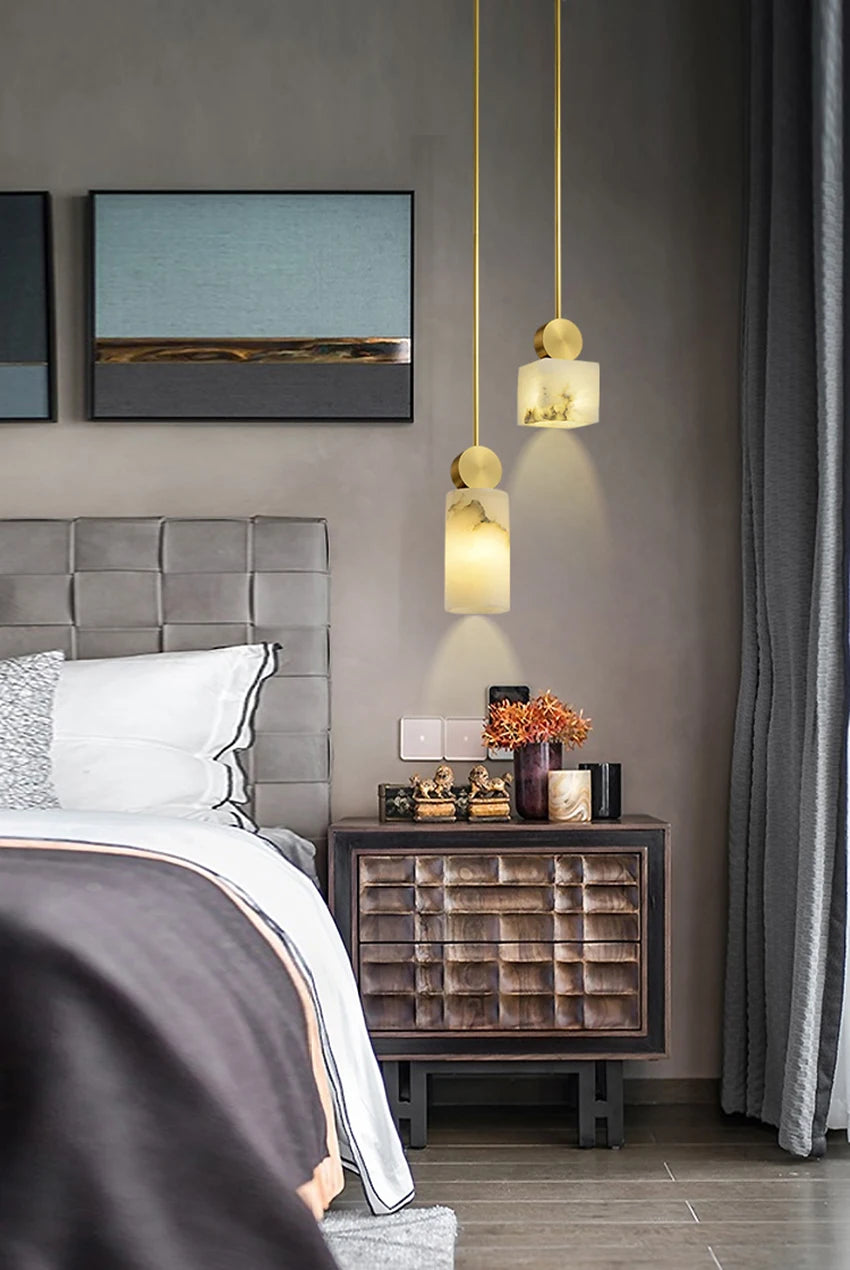 Artemis | Alabaster & Copper Pendant Light