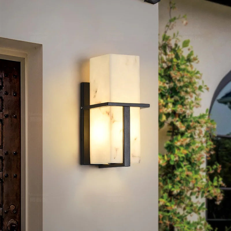 Gonçalo | Marble Effect Outdoor Porch Light