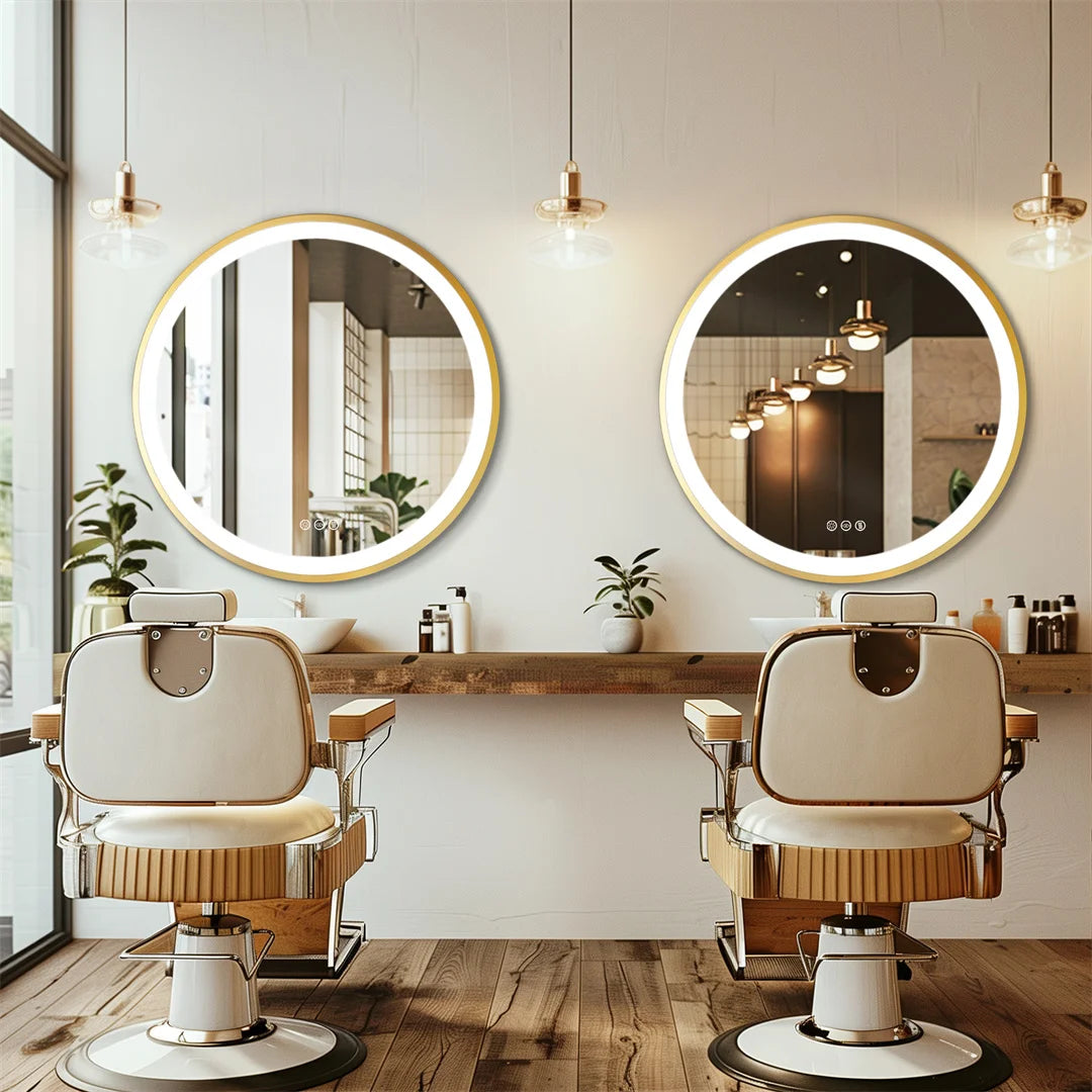 Gold Frame LED Bathroom Vanity Mirror - Elegant, Bright Illumination