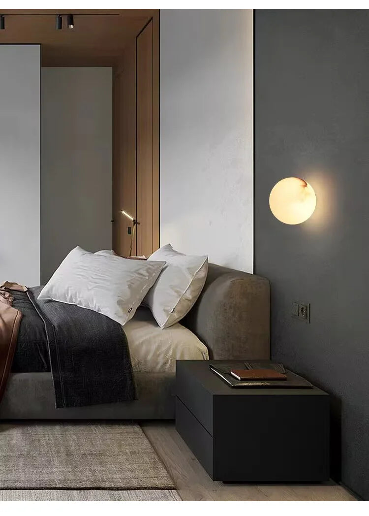 Rhea | Round Natural Marble Wall Lamp