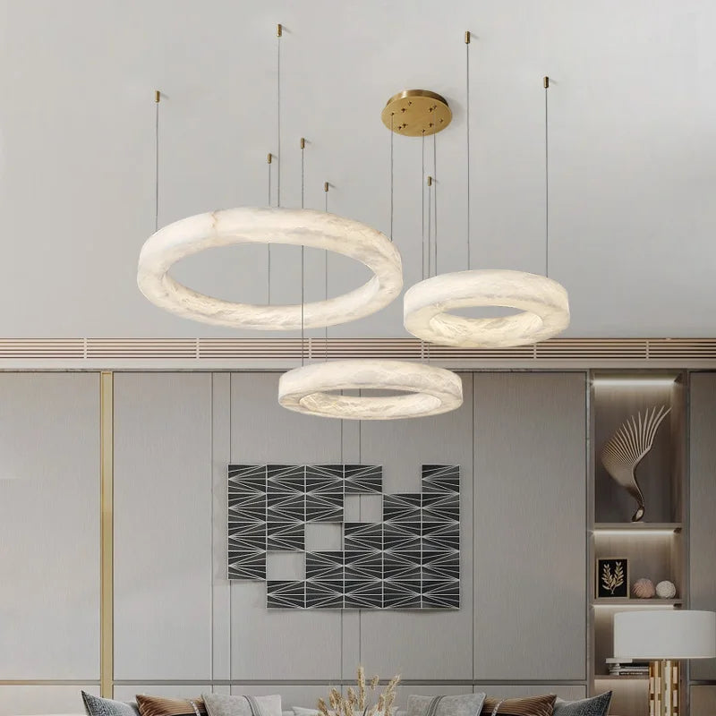Phoebe | Alabaster Round Chandelier