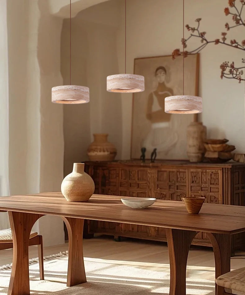 Ámbar | Natural Travertine Pendant Light