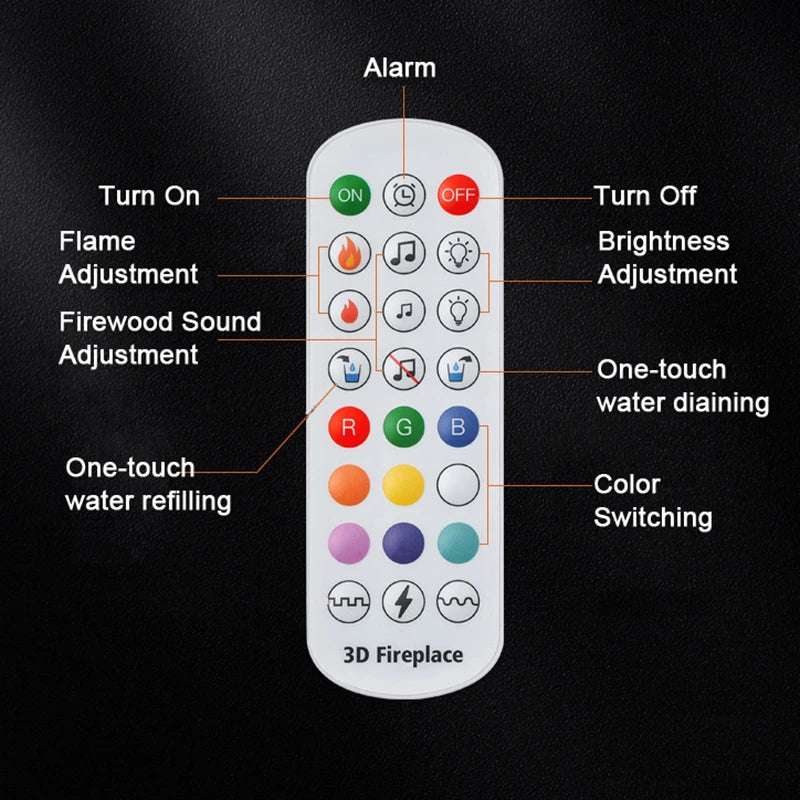 Smart Home 3D Electric Fireplace with Water Vapor Humidifier, LED Decorative Flame, Wall-Mounted TV Compatible – Realistic Crackling Wood Sound