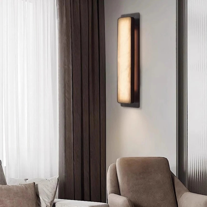 Melina | Tall Marble and Copper Wall Light