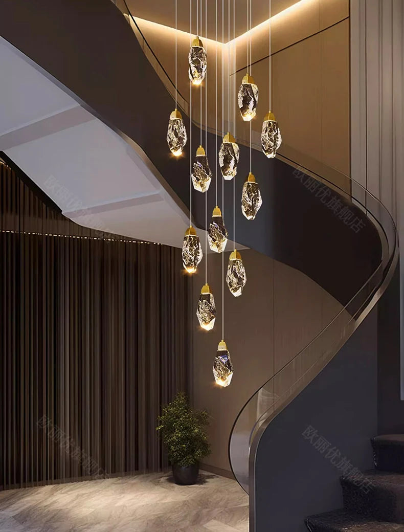 Modern home decoration crystal chandelier, stair Pendant lamp, living room Pendant lights, interior lighting