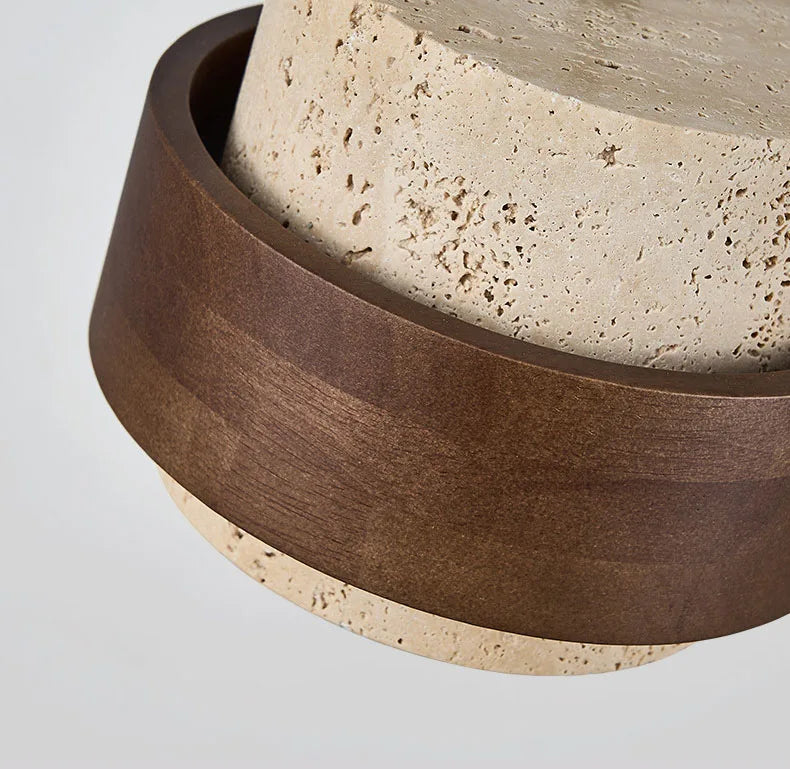 Njord | Wood & Travertine LED Pendant Light